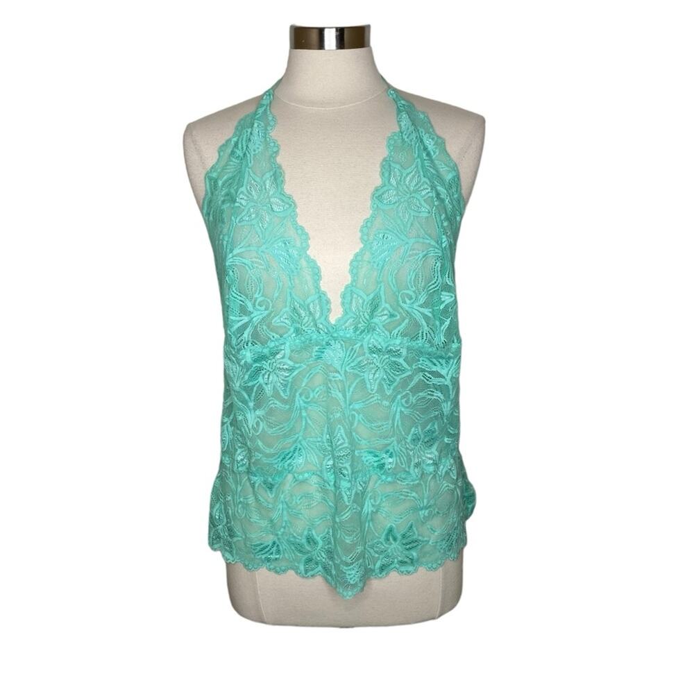 Fredericks Of Hollywood Lace Deep V-Neck Halter Top Women's Size 1X